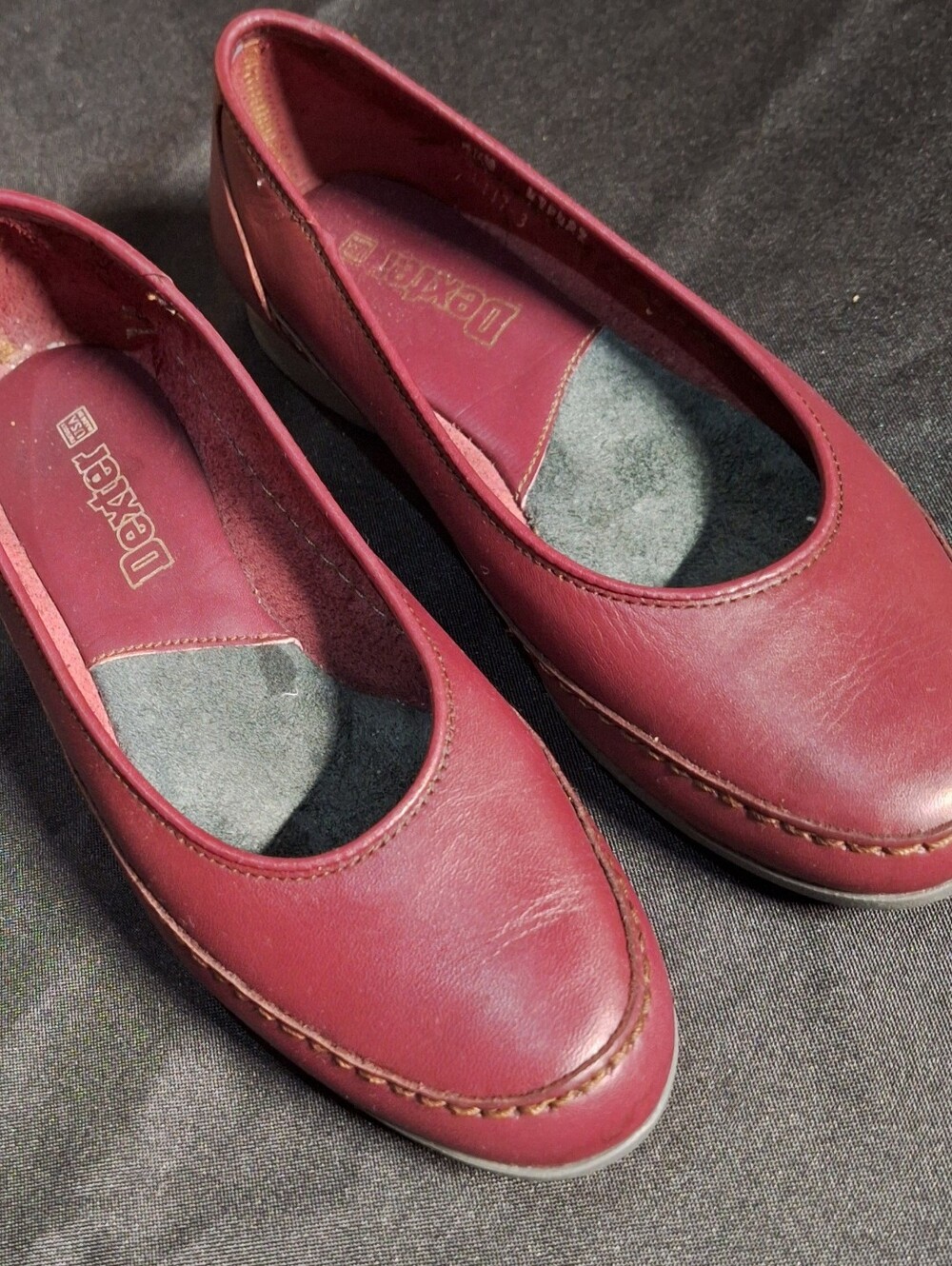 Dexter Women's Wine Red Leather Slip-On Flats
